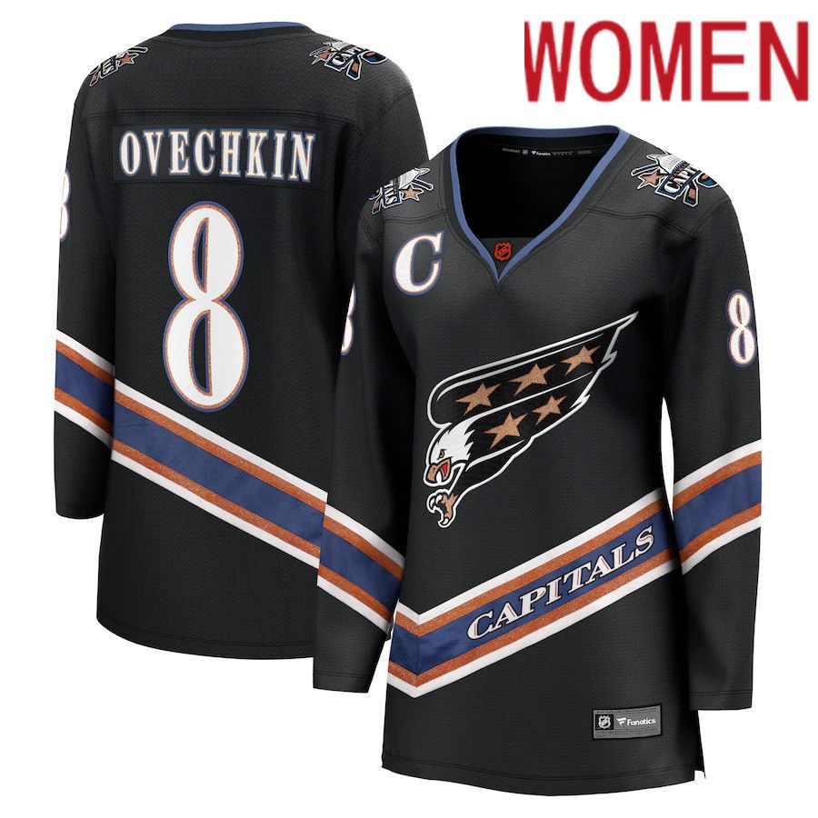 Women Washington Capitals 8 Alexander Ovechkin Fanatics Branded Black Special Edition Breakaway Player NHL Jersey